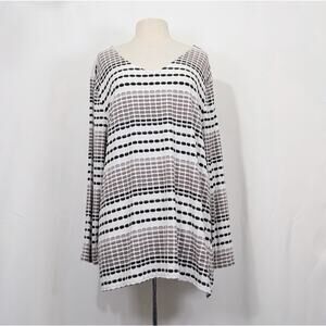 Habitat Clothes to Live In Tunic Top White Colorful Stripe Shirt Misses Size XXL